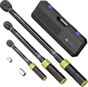 72-Tooth Click Torque Wrench Set - Includes Adapters and Calibration Certificate