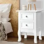Bedside Tables 2 Drawers Side Table French Storage Cabinet Nightstand Lamp White