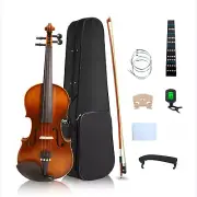 3/4 Acoustic Violin Handmade 4 String Violin for Student Beginners with Case Bow