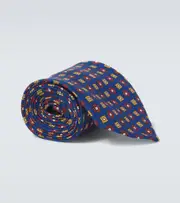 [Rubinacci] Rubinacci Floral printed silk twill tie One Size blue