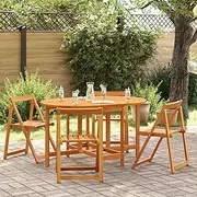 Oval Acacia Garden Table, Solid Wood Dining Furniture for Outdoor Patio, Bistro Chairs and Folding Tables, 110x60 cm
