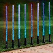 8-in-1 Set Lawn Light Solar LED Acrylic Bubble Stake Light -Blue