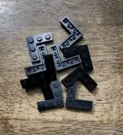 LEGO Black Plate 3 x 3 Corner. QTY 10. Part No. 77844.