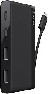 Belkin 4-Port USB C Hub - Ultra Portable Design - USB Type C Hub Docking Station with Two USB C & Two USB A Ports - USB Hub Connects Via USB C Cable - USB Adapter - No Pass-Through Charging