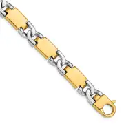 Solid 14K Two-tone Gold 20 inch 10.9mm Hand Polished Fancy Link with Fancy Lobster Clasp Chain Necklace