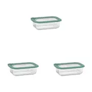 3PK Ecology Store Rectangle Clear Glass Food Storage Container 640ml Eucalyptus