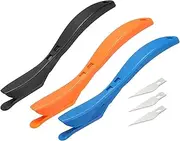 uxcell 3Pack Wrapping Paper Cutter, Safety Sliding Gift Wrap Cutter Tool for Wrapping Paper Vinyl Window Christmas Presents Craft Making, Blue/Orange Red/Black