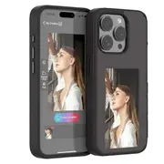 Pop Phones Smart NFC E-Ink Screen Case (Suits iPhone 15 Pro Max) - Black