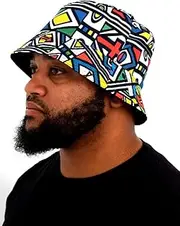 [Generic] Adult Size -Ndebele Reloaded African Bucket hat by Tribe Afrique Red