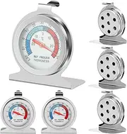 6Pcs Refrigerator Thermometer Stainless Steel Fridge Thermometer with Red Indicator Clear Large Dial Freezer Temperature Thermometer for Refrigerator Cooler