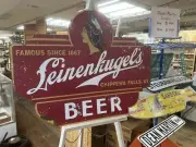 Leinenkugel's Beer Tin Tacker Embossed Metal Sign Indian Maiden Logo Authentic