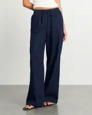 [Jag] Jag Women's Jenni Chambray Pants In Dark Wash Navy Size 6 6 Navy