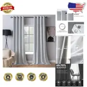 2-Piece Velvet Grommet Curtains in Greyish White - Modern Room Darkening Drapes