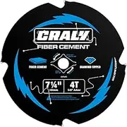 CRALY 7-1/4 Inch 4 Teeth Hardie Fiber Cement Circular Saw Blade, 5/8 Inch Arbor, Polycrystalline Diamond Tipped (PCD), Thin Kerf, Black Ice™ Coating, for Laminate Flooring(C0704FC)