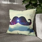 CUSHION COVER PILLOW CASE|HIPSTER COLOURFUL MOUSTACHE #27