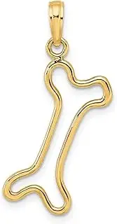 [JewelryWeb] 14ct Gold Animal Pet Dog Bone Pendant Necklace Cut out and High Polish 26.2x15.4mm Wide