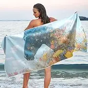 XYMZR Horse Field Flowers Beach Towel Quick Dry Pool Towels 30" x 60" Sand Proof Absorbent Camping Yoga Towel for Swimming Pool, Picnic, Gym