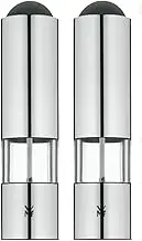 WMF Electric Mill Set of 2, 21 cm, Electric Salt and Pepper Mill Unfilled, LED Light, Matt Cromargan Stainless Steel, Glass, Ceramic Grinder