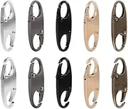 WADY Zipper Clip Theft Deterrent, 10 Pieces Double Opening Zipper Pull Tab, Detachable Metal Zipper Clips for Suitcase, Backpacks, Clothing, Purse Closed (Black,Gun Black,Gold,Bronze,Silver)