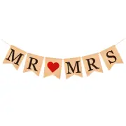 Decorations Retro Linen Swallowtail Pull Flag MR MRS Letters Bunting Banner