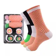 ANYSOX 3 Pairs Multi-color Size 5-11 Fashion Socks With Sushi Happy Harajuku Skate Cotton Comfortable To Wear Perfect Christmas Gift