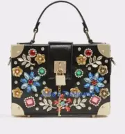 NEW Aldo Euronike Box Bag Black Gemstones Holiday Purse Gems Sparkle Handbag
