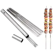 Stainless Steel Barbecue Metal Skewers Flat/Round Needle BBQ Tools Kebab Stick