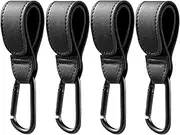 LAFUYSO Leather Mommy Stroller Clips and Hooks for Shopping Bags Multipurpose Baby Stroller Hooks for Hanging Diaper Bag