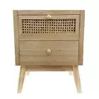 Cairns Bedside 2 Drawer Side Lamp Table Timber Veneer with Rattan Insets Natural
