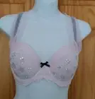 Victoria's Secret Dream Angels Push Up Bra 32DD. Light pink w/ Bling & Tulle Bow