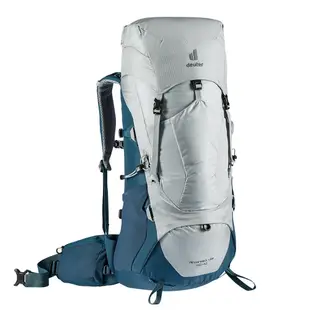 【deuter 德國】AIRCONTACT LITE 40+10L拔熱式透氣背包3340321銀白深藍/長途登山包/自助背包客/休閒旅遊包