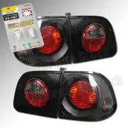 FOR 99-00 HONDA CIVIC SEDAN CLEAR BLACK TAIL LIGHTS +WHITE LICENSE PLATE BULBS (for: Honda Civic)