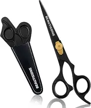 BEAUTICONE Hair Cutting Scissors | 6.5 Inch Professional Stainless Steel Barber Scissors/Shears | Hairdressing Scissors | Smooth & Sharp Edge Blades - Hair Scissors for Men/Women (Black)