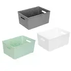 3x Plastic Storage Basket Organiser Home Kitchen Office Container Multi Purpose