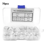 70pcs M3/M4/M5/M6/M8/M10 Nylon Acorn Nut Kit Dome Head Cap Hex Nuts (White)