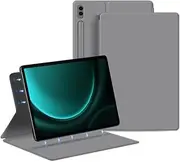 [Jarttarn] Magnetic Case for Galaxy Tab S9 FE Plus 2023 (SM-X610/SM-X616), Slim Lightweight Protecitve Cover with Pen Holder for Galaxy Tab S9 FE+ (Gray)