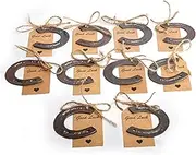 WC 10 Pcs Lucky Horseshoes Western Christmas Decor Wedding Favors Rustic Horseshoe Mini Horse Decor Party Western Party Decorations Baby Shower Return Gifts With Tags Vintage Craft Horseshoe