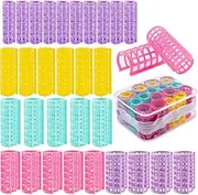 30Pcs Snap On Hair Roller Plastic Hair Roller No Heat Curlers Clips,Plastic Hair Rollers Curlers,Plastic Hair Rollers Curlers Snap on Rollers Self Grip Rollers,Hair Rollers Curlers Self Grip Rollers
