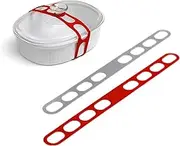 Lid Latch the reusable universal lid securing strap for crockpots, casserole dishes, pots, pans and more. Make it easy to transport your favorite dishes with one simple strap. (Retail Red/Grey)