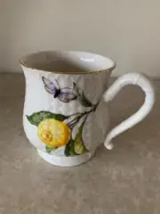 GRACE TEAWARE LEMONS BUTTERFLIES FLORAL COFFEE CUP MUG - NEW
