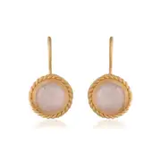 Fern Earrings in Sterling Silver with Rose Quartz - Matt Finish Jewellery in Australia