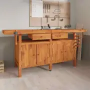 Multi-Function Work Bench Garage Storage Table Tool Shelf Drawers Vice Rack Wood