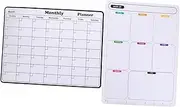 COMPUKAS 2 Sheet Magnetic Calendar White Fridge Whiteboard Calendar Fridge Planner Soft Magnetic Schedule Refrigerator Magnet