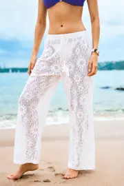 Cupshe Sunlit Daisy White Cover-Up Pants - White,L
