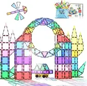 Everplay 101pc Magnet Tile Building Blocks with Car Base Drawstring Carry Bag Magnetic Construction Playset Early Childhood Play Fine Motor Sensory Skills STEAM Educational Learning Toy Age 3+ EP101