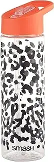 Smash Sipper Water Bottle with Straw 700m Black/Coral Leapard Print Design