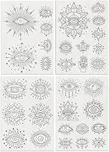 32Pcs Water Soluble Embroidery Patterns Evil Eyes Hand Sewing Stabilizer Adhesive Cloth Solvy Bouquet Water Soluble Stabilizer for Embroidery Beginners