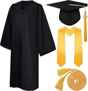 [DISPRA] Graduation Gown, Unisex Graduation Caps, High School Graduation Gown, Graduation Jacket, Academic Regalia Set, Uniform Set in European Style, Includes Stole, Tassel, 2023 Seal