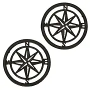 8 Inch Cast Iron Nautical Compass Rose Trivet Coastal Décor Set of 2