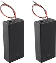 HALJIA 2PCS 2 × 3.7V 18650 Battery Holder with Cover, 18650 × 2 7.4V Plastic Battery Storage Box with ON/OFF Switch and Wire Leads 2 Solts, Holder Case for 3.7V 18650 Battery